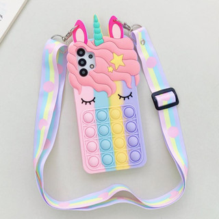 เคส-Phone Case For Samsung A53 5g A03 A22 A03S A02 A72 A32 A71 A52 A12 A42 A02S A21S A31 A10 A30 A50 A70 A30 A20 A11 Pop Push It Bubble Unicorn|HS