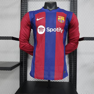 เสื้อกีฬาแขนยาว ลายทีมชาติฟุตบอล Barcelona 2023-24 ชุดเหย้า สําหรับผู้ชาย ไซซ์ S-2XL