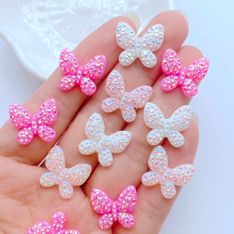 ผีเสื้อเรซิ่นแวววาว ขนาดเล็ก 14 * 15 มม. สําหรับตกแต่งเล็บ DIY 20 ชิ้น