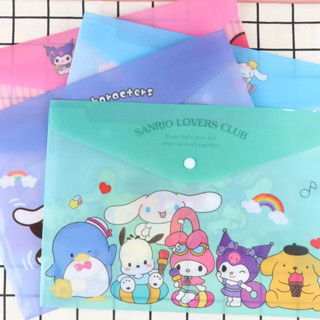 กระเป๋าเอกสาร ลายการ์ตูน Sanrio Mymelody Kuromi Cinnamoroll Pom Pom Purin Pochacco น่ารัก ขนาด A4 4 ชิ้น ต่อชุด สําหรับนักเรียน