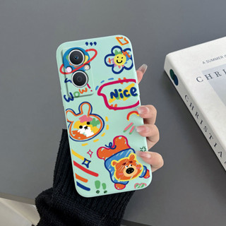 เคสโทรศัพท์มือถือ Tpu แบบนิ่ม พิมพ์ลายการ์ตูนกระต่าย และหมี มีสายคล้อง สําหรับ Oppo A96 A36 4G A36 A76 A16K A16E A16 A52 A92