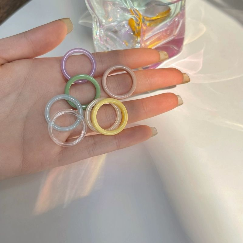 แหวนหยกเทียม เรซิน เรียบง่าย เครื่องประดับแฟชั่น สําหรับผู้หญิง - รูปที่ 4