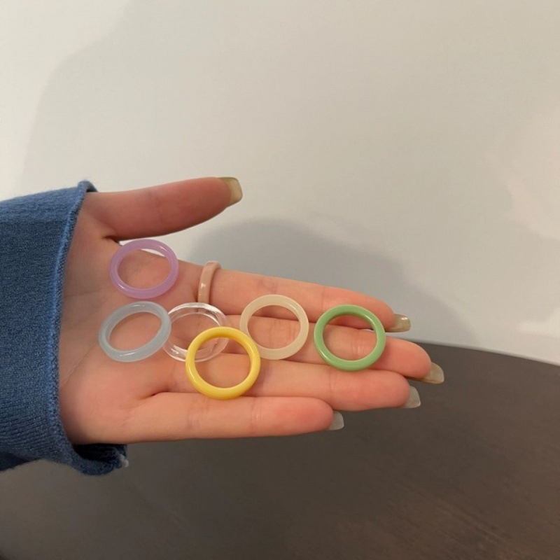 แหวนหยกเทียม เรซิน เรียบง่าย เครื่องประดับแฟชั่น สําหรับผู้หญิง - รูปที่ 2