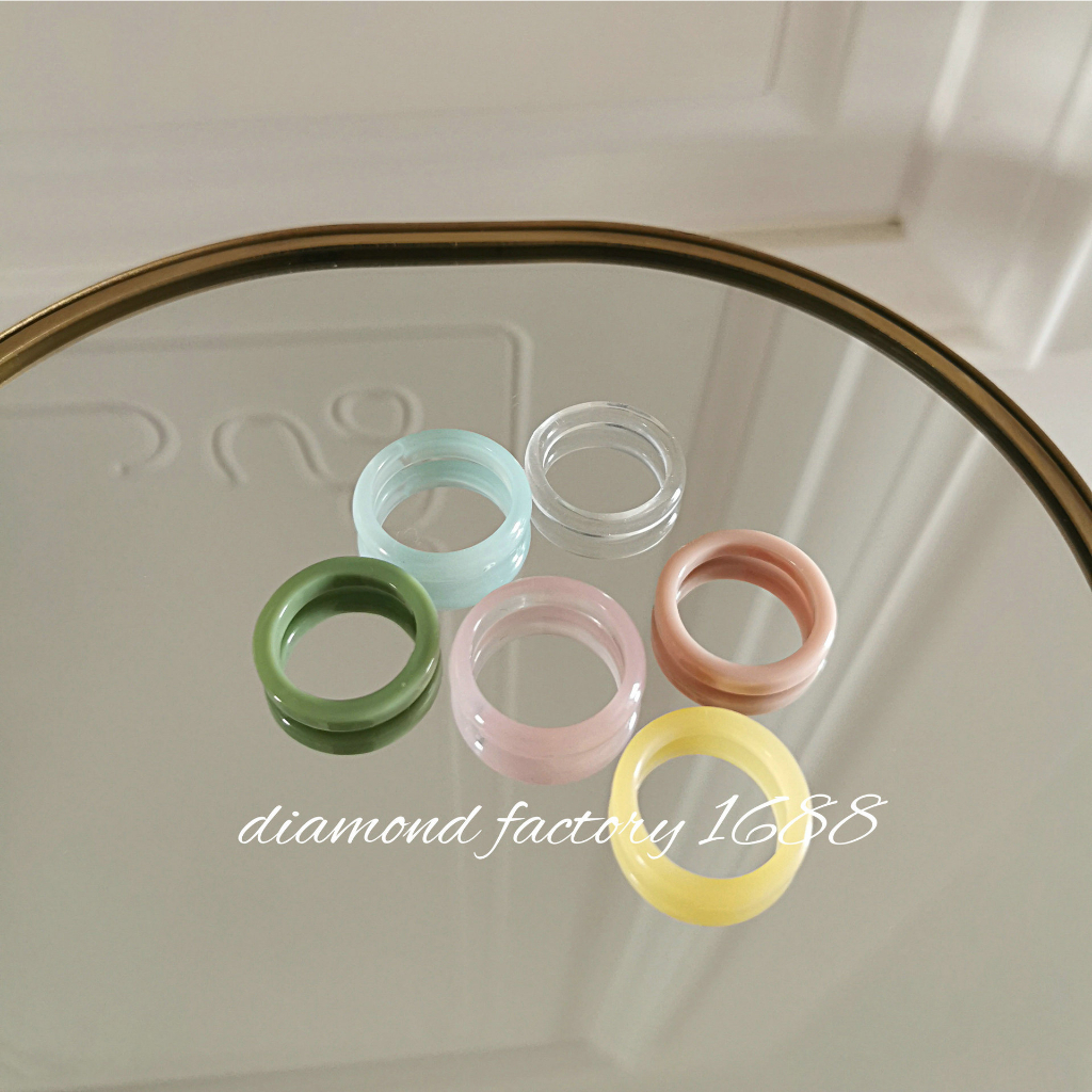 แหวนหยกเทียม เรซิน เรียบง่าย เครื่องประดับแฟชั่น สําหรับผู้หญิง - รูปที่ 3