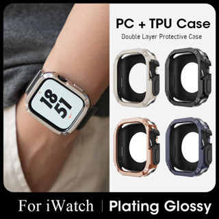 เคสแข็ง PC TPU เคลือบเงา สองชั้น กันกระแทก สําหรับ iWatch Ultra 49 มม. 45 มม. 44 มม. iWatch Series 8 7 6 5 4 SE2