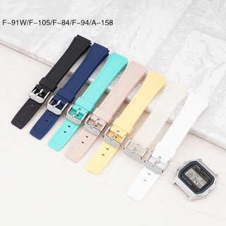 สายนาฬิกาข้อมือ TPU นิ่ม สีดํา สําหรับ Casio F-91W F84 F105 108 A158 A168 AE-1200 1300