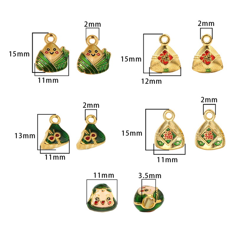 4 ชิ้น / ถุง โลหะผสม น้ํามันหยด สามมิติ สามเหลี่ยม จี้ Zongzi สําหรับเครื่องประดับ DIY อุปกรณ์ทํา