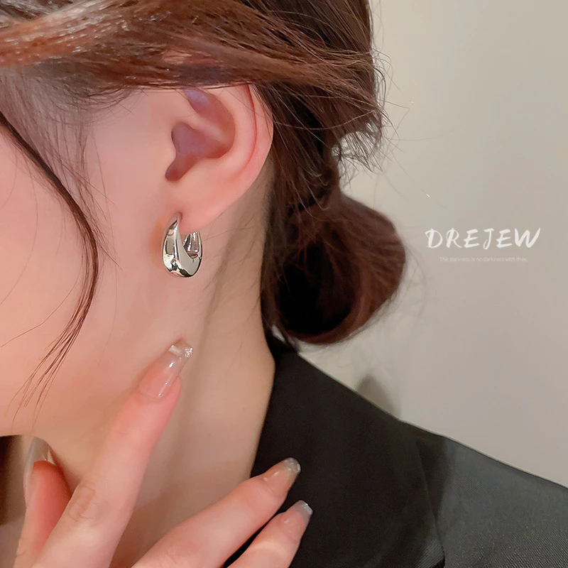DREJEW ต่างหูโลหะ ทรงเรขาคณิต สไตล์เกาหลี มินิมอล thumbnail 8