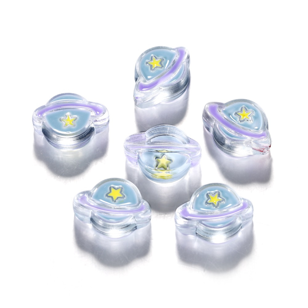 St. kunkka จี้ลูกปัดอะคริลิค รูปดาวเคราะห์ สําหรับทําสร้อยคอ สร้อยข้อมือ DIY 5 ชิ้น ต่อถุง