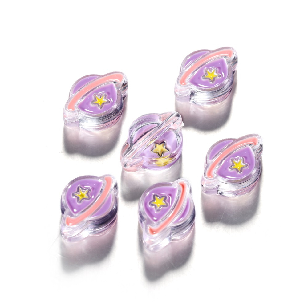 St. kunkka จี้ลูกปัดอะคริลิค รูปดาวเคราะห์ สําหรับทําสร้อยคอ สร้อยข้อมือ DIY 5 ชิ้น ต่อถุง