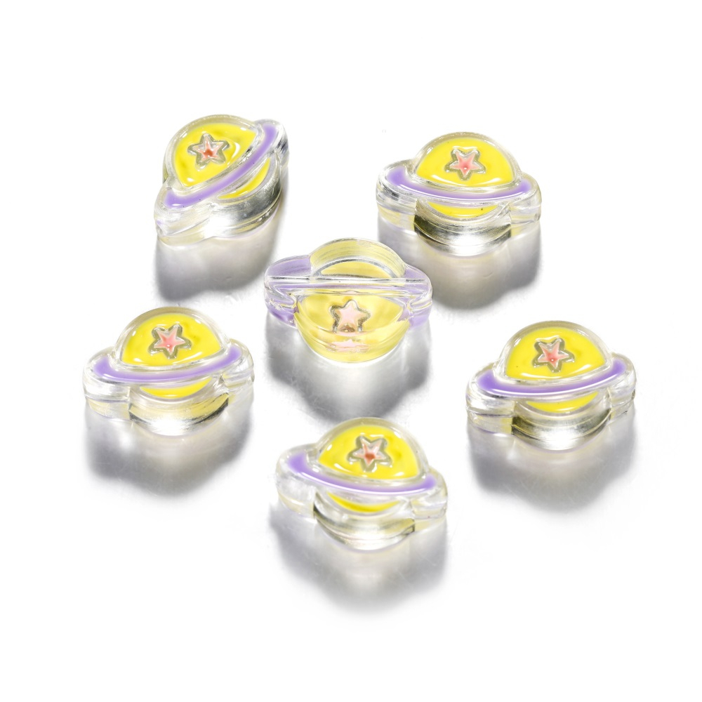 St. kunkka จี้ลูกปัดอะคริลิค รูปดาวเคราะห์ สําหรับทําสร้อยคอ สร้อยข้อมือ DIY 5 ชิ้น ต่อถุง