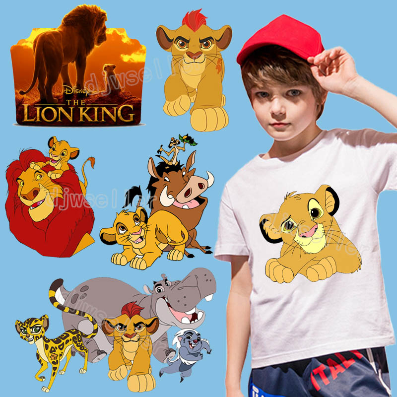 แผ่นแพทช์สติกเกอร์ ลายการ์ตูน The Lion King DIY สําหรับตกแต่งเสื้อผ้าเด็ก