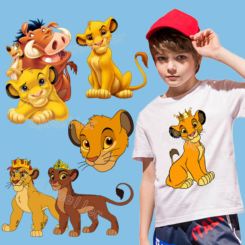 แผ่นแพทช์สติกเกอร์ ลาย The Lion King DIY สําหรับตกแต่งเสื้อผ้าเด็ก