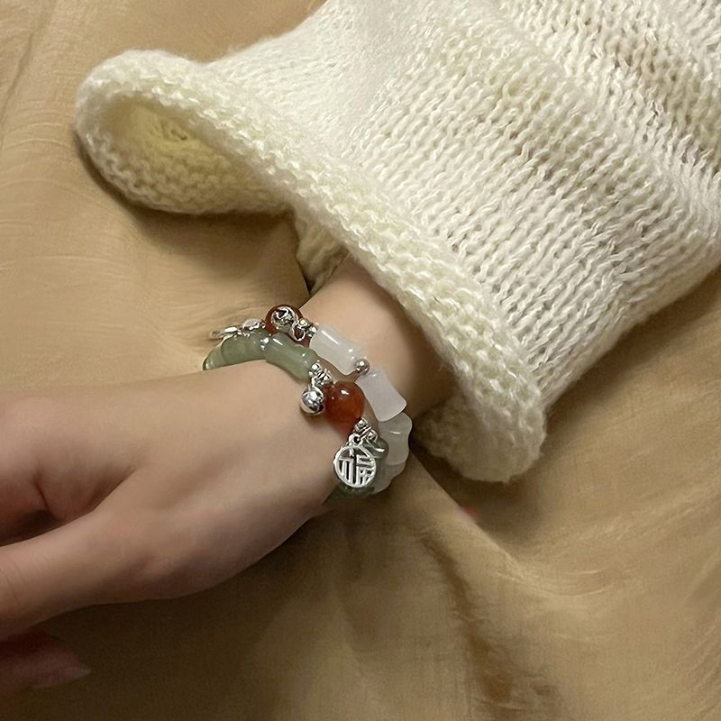ใหม่ สร้อยข้อมือ ลูกปัดไม้ไผ่ ลายลิลลี่ สไตล์จีนย้อนยุค สําหรับผู้หญิง