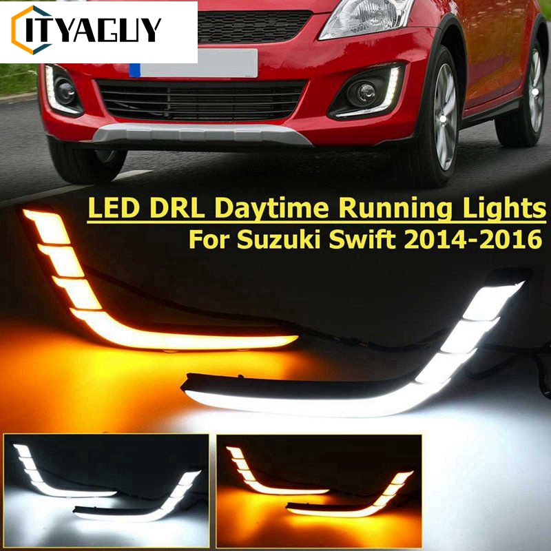 ไฟเลี้ยวเดย์ไลท์ LED DRL สําหรับ Suzuki Swift 2014 2015 2016