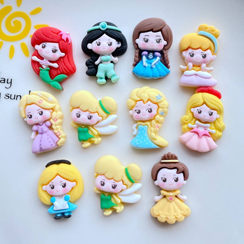 10 ชิ้น การ์ตูนดิสนีย์ เจ้าหญิง เด็กผู้หญิง DIY ครีมกาว อุปกรณ์ตกแต่ง ครีมกาว ปลอกวัสดุ DIY กิ๊บเรซิ่น อุปกรณ์