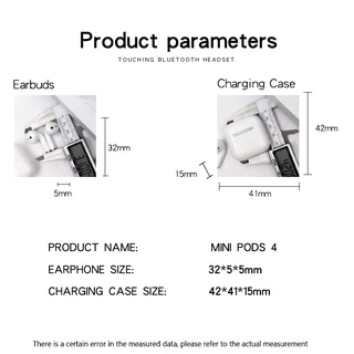 หูฟังบลูทูธไร้สาย Mini TWS pro4 สําหรับ Android และ Xiaomi thumbnail 6