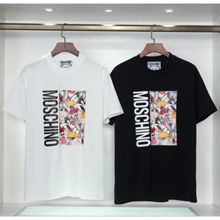 Moschino เสื้อยืดแขนสั้น ผ้าฝ้าย พิมพ์ลาย แฟชั่นสําหรับผู้ชายและผู้หญิง