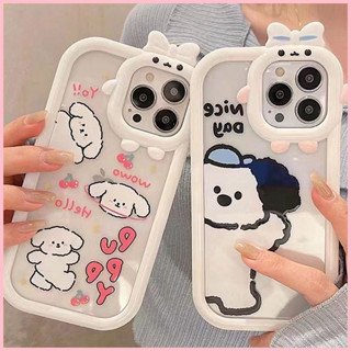 เคส OPPO A53 Reno 5 A54 A16 Reno 7 Pro A9 2020 A3S A31 F11 A5 2020 A77S Reno 8 5G A74 5G Reno 7Z 5G Reno 8Z 5G Reno 6 5G A77 5G A57S A57 2022 4G A57 2022 5G A33 A55 A54 5G A53S A54S A16S Reno 5K เคส โปร่งใสรอบขอบลูกสุนัขป้องกันการตกกรณีโทรศัพท์