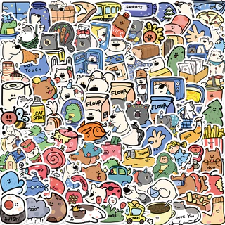 100PCS Original น่ารัก Cate หมีขนมขบเคี้ยวขนาดเล็ก Sized บัญชีมือสติกเกอร์สําหรับกระเป๋าเดินทางเคสโทรศัพท์แล็ปท็อปโน้ตบุ๊ค Decals เด็กของขวัญ