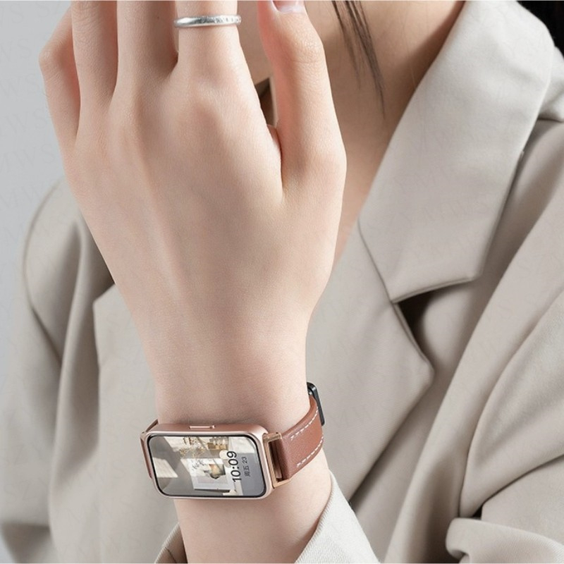 สร้อยข้อมือสายหนังสําหรับ หัวเว่ย วงดนตรี 10 9 8 7 6 สายพับหัวเข็มขัดสายรัดข้อมือสําหรับ หัวเว่ย สมาร์ทนาฬิกา 9 8/7/6/6 มือโปร - รูปที่ 7