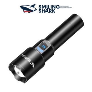 Smiling Shark SD5225 ไฟฉาย ซุปเปอร์ไบรท์ M80 10000 ลูเมนไฟฉายที่มีประสิทธิภาพ 26650 USB แบบชาร์จไฟได้ซูมกันน้ำกลางแจ้งฉุกเฉินตั้งแคมป์ไฟ