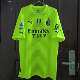 เสื้อกีฬาแขนสั้น ลายทีมชาติฟุตบอลชั้นนํา AAA 22 23 AC Milan ชุดเหย้า สีเขียวเรืองแสง สําหรับผู้ใหญ่