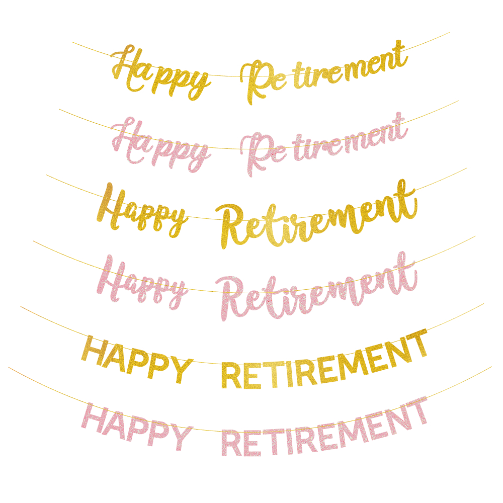 Happy Retirement แบนเนอร์กลิตเตอร์ สีโรสโกลด์ สีทอง สําหรับผู้ชาย และผู้หญิง