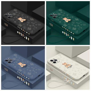 เคส Redmi Note 12 4G Note 12 5G Note 12 Pro 5G Note 12 Pro 4G Note 12S 4G Note 5 5 Pro Note 6 6 Pro ขอบตรง 90 °ซิลิโคนพลาสติกเชือกตุ๊กตาหมี