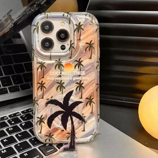 【Sunset coconut tree scenery/soft】เคส compatible for iPhone 11 12 13 14 pro max case