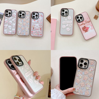 เคสโทรศัพท์มือถืออะคริลิค ลายกระต่าย หมีน่ารัก CT EP กันชนแห้ง สีกุหลาบ สําหรับ Iphone11 iPhone14 13 12 11