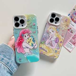 เคสโทรศัพท์มือถือ PC แข็ง ลายการ์ตูนเจ้าหญิงนางเงือกดิสนีย์น่ารัก พร้อมปุ่มชุบไฟฟ้า สําหรับ iPhone 14 Pro max case 13 Pro max 12 Pro max 14 Pro 13 Pro 12 Pro 11 12 13 14