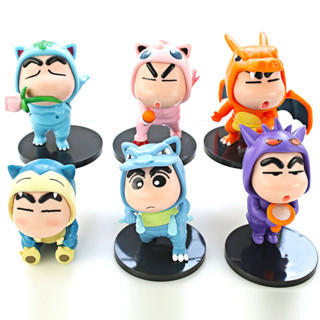 โมเดลฟิกเกอร์ PVC อนิเมะโปเกม่อนชินจัง Snorlax Gengar Mew Charizard Blastoise Bulbasaur 6 ชิ้น ต่อชุด