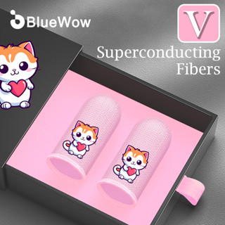 Bluewow 【Pink Love Cat】ปลอกสวมนิ้วมือ ไฟเบอร์ กันเหงื่อ สีเงิน สําหรับผู้เล่นมืออาชีพ 2023