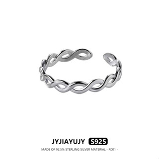 Jyjiayujy แหวนเงินสเตอร์ลิง 100% รูปเส้น เปิดขนาดได้ เหมาะกับของขวัญวันเกิด สไตล์เกาหลี สําหรับผู้หญิง R001