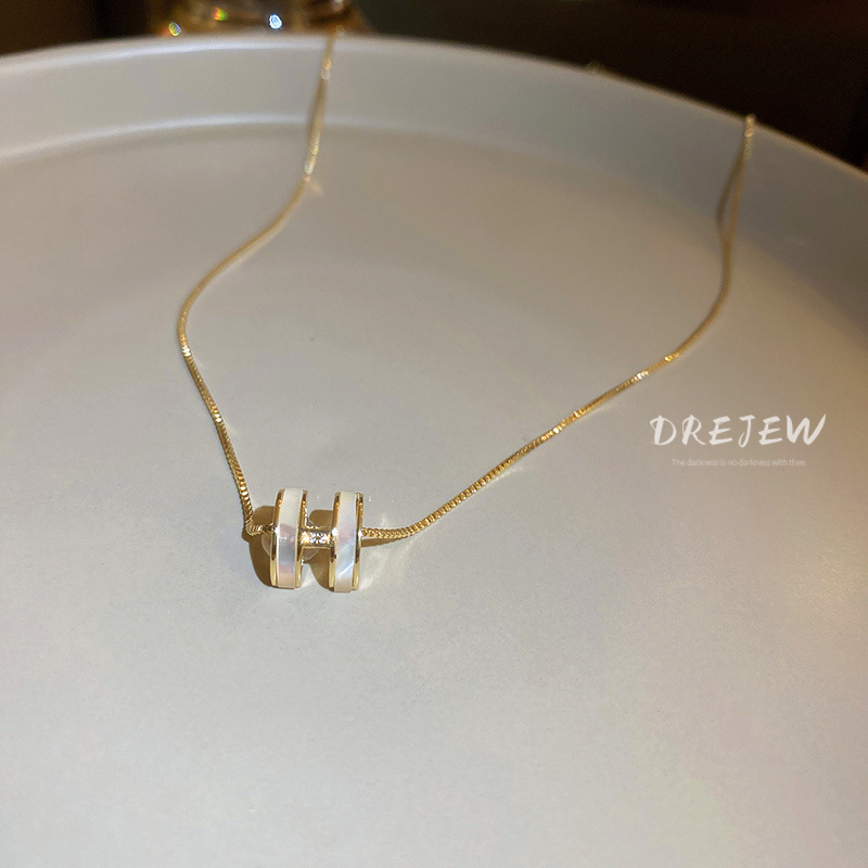 DREJEW ทอง18K สร้อยคอโซ่ชุบทองแท้ ประดับเพทาย รูปตัวอักษร ระดับไฮเอนด์ หรูหรา สไตล์เกาหลี สําหรับผู้หญิงสร้อยคอแฟชั่น