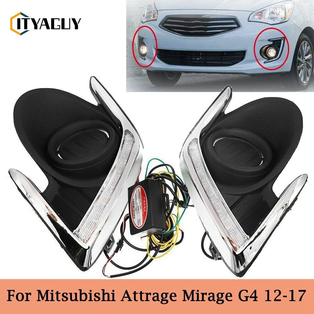 ไฟตัดหมอก LED DC 12V DRL สําหรับ Mitsubishi Attrage Mirage G4 2012-2017