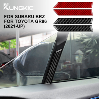 Kungkic สติกเกอร์คาร์บอนไฟเบอร์ ทรงสามเหลี่ยม สําหรับติดตกแต่งหน้าต่างรถยนต์ Subaru BRZ GR86 2021-2023