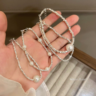 สร้อยข้อมือเงินสเตอร์ลิง ประดับไข่มุก หรูหรา สําหรับผู้หญิง