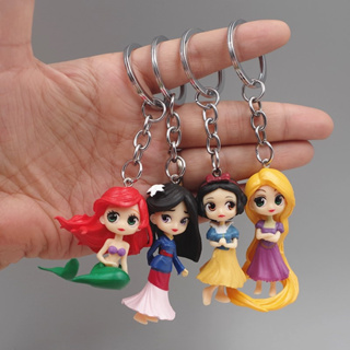 โมเดลฟิกเกอร์ PVC รูปเจ้าหญิงดิสนีย์ Snow White Ariel Mulan Tangled Rapunzel Q Version สําหรับตกแต่งเค้ก จํานวน 4 ชิ้น ต่อชุด