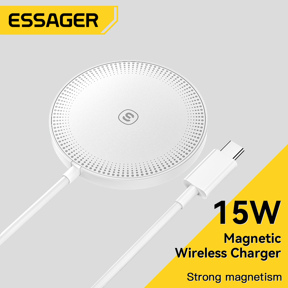 Essager ที่ชาร์จแม่เหล็กไร้สาย 15W สําหรับ iP12-14 & Ap Watch เข้ากันได้กับ 15W, 10W, 7.5W