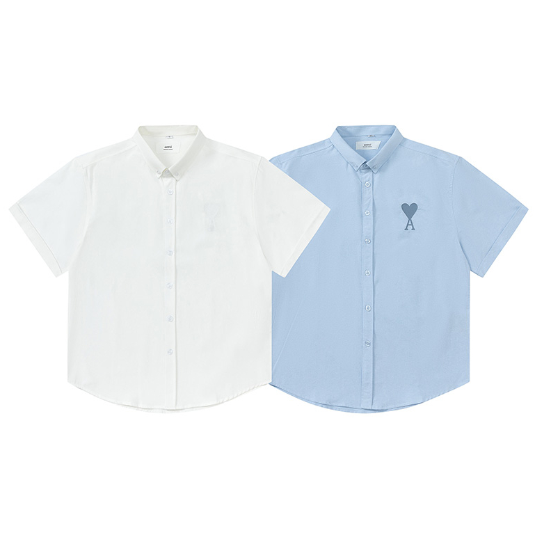 เสื้อเชิ้ตแขนสั้น ปักลายหัวใจ แฟชั่นทันสมัย สําหรับผู้หญิง