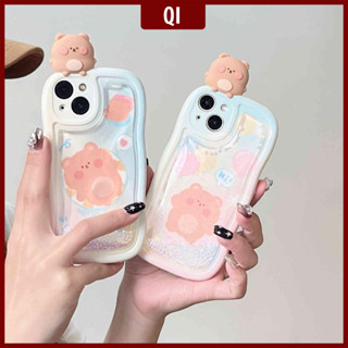 [พร้อมส่ง] เคสโทรศัพท์มือถือ ลายตุ๊กตาหมีน่ารัก พร้อมกระเป๋าน้ํา สําหรับ IPhone 14Pro Max 13Pro Max 11 12Pro 12 Pro Max