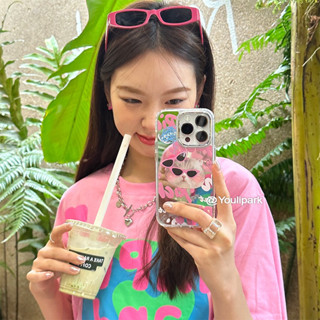 【Mirror case/Pink sunglasses】เคส compatible for iPhone 11 12 13 14 pro max case