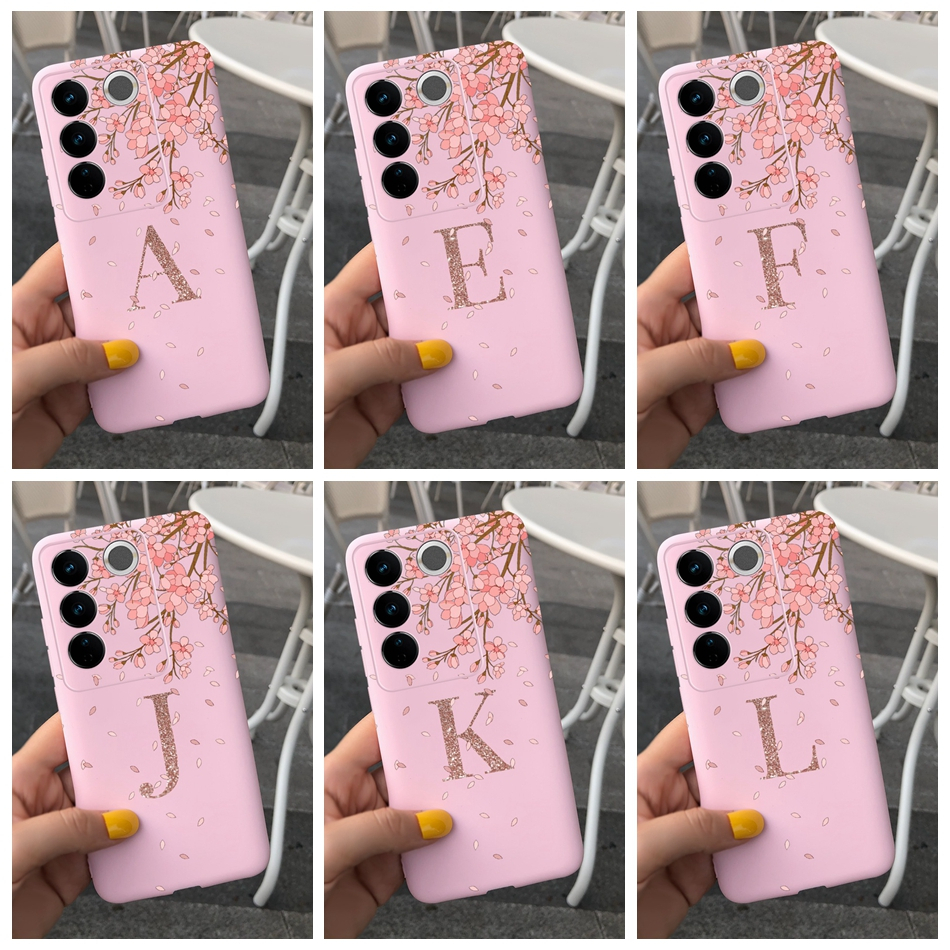 Vivo V27 Pro / V27 / V27e 2023 เคสซิลิโคนนิ่ม ลายซากุระ สีชมพู