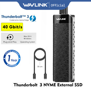 Wavlink เคสฮาร์ดไดรฟ์ภายนอก อะลูมิเนียม M.2 สําหรับ PCIe NVMe SSD Thunderbolt 3 40Gbps Type-C เป็น M Key B+M Key 2280 (WL-UTE02)