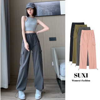 Suxi กางเกงคาร์โก้ ขายาว เอวสูง ทรงหลวม แฟชั่นฤดูร้อน สําหรับผู้หญิง