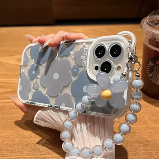 เคสโทรศัพท์มือถือแบบนิ่ม ใส ลายดอกไม้ หูหมี 3D พร้อมสายโซ่คล้อง หรูหรา สําหรับ iphone 14 Pro Max 13 12 11 XR XS X 7 8 plus SE MiNi