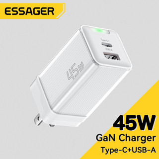 Essager อุปกรณ์ชาร์จ 45W GaN A+C รองรับการชาร์จหลายอุปกรณ์ สําหรับ Samsung&amp;AP Phone,Mbook,notebook