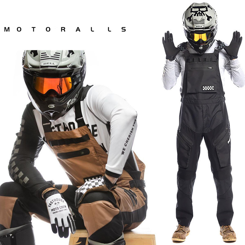 FASTHOUSE MOTORALLS BLACK PANT / OVERALL SET Off-Road Motorcycle & MTB Biking Pants - High-Performance Comfort, Durable Textile, Convenient Slant Pockets, FrontClosure